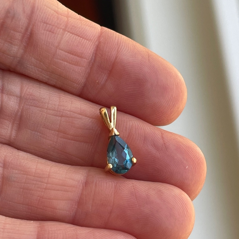 London Blue Topaz Pear 14k Pendant